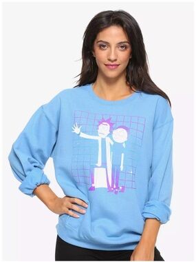 Hot Topic Blue Rick and Morty Graphic Crewneck Sweatshirt